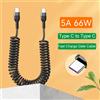 chtun Cavo telescopico a molla USB tipo C 66W per auto 5A a ricarica rapida da tipo C a tipo C per iPhone 15 Samsung Huawei Xiaomi Redmi OnePlus
