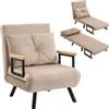 HOMCOM Poltrona trasformabile HOMCOM 1 posto, poltrona-letto 3 in 1 con cuscino regolabile a 5 posizioni, seduta imbottita