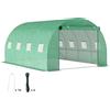 Outsunny Serra da Giardino 12 m², Serra a Tunnel 3x4x2 m con Porta Avvolgibile e 8 Finestre a Rete, Serra in Acciaio Zincato e PE ad Alta Densità 170g/m², Resistente ai Raggi UV, Verde