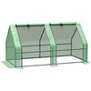 Outsunny Mini serra da giardino a tunnel 180L x 90L x 90H cm, tetto a punta in acciaio, PE ad alta densità 140g/m² anti-UV, 2 finestre con zip avvolgibile verde