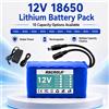Rscrola Batteria al Litio Ricaricabile 12V 18650 con BMS, per Solare, Luce LED, Modellismo RC, Alimentazione, Lunga Durata con Caricabatterie