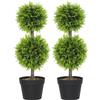 HOMCOM set di 2 piante artificiali decorative, topiaria a sfera in tubo artificiale da 60 cm in vaso, piante finte per decorazione