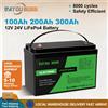 DATOUBOSS Batteria LiFePO4 DATOUBOSS 12V con BMS 8000 Cicli, 100A 200A 300A, per Inverter, Camper, Sistema Solare, Barca, Uso Domestico, Energia Solare