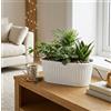 NONE Confezione da 4 fioriere rettangolari | Vaso per Piante e Fiori, 2 Misure (22 cm / 25 cm) e 2 Colori (Bianco/Marrone)