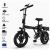NONE Bicicletta Elettrica Pieghevole, Motore 500W, Batteria 48V 9Ah, Pneumatici Fat da 14 Pollici, Velocità 22MPH, Autonomia Massima 20 Miglia, Bici Elettrica per Adulti