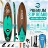 WNOVA Tavola da Stand Up Paddle Gonfiabile Effetto Legno 350x86x15cm, Carico Massimo 200KG, SUP Premium Extra Largo con Pagaia Regolabile in 3 Sezioni, Pompa, 3 Pinne, Leash, Zaino, Tavola Stabile per