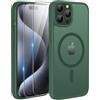 TQIAHF Magnetica Cover per iPhone 15 Pro con 2 Pellicola Vetro Temperato Protezione Schermo Compatibile con Magsafe Case Militare Antiurto Sottile Opaca Telefono Custodia per iPhone 15 Pro,Verde