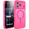 TQIAHF Magnetica Cover per iPhone 17 Pro Max con 2 Pellicola Vetro Temperato Protezione Schermo Compatibile con Magsafe Case Militare Antiurto Telefono Custodia per iPhone 17 Pro Max,Rosa Rossa