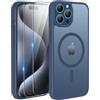 TQIAHF Magnetica Cover per iPhone 15 PRO con 2 Pellicola Vetro Temperato Protezione Schermo Compatibile con Magsafe Case Militare Antiurto Sottile Opaca Telefono Custodia per iPhone 15 PRO,Blu