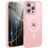 TQIAHF Magnetica Cover per iPhone 16 Pro Max con 2 Pellicola Vetro Temperato Protezione Schermo Compatibile con Magsafe Case Militare Antiurto Opaca Telefono Custodia per iPhone 16 Pro Max,Rosa