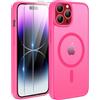 TQIAHF Magnetica Cover per iPhone 14 Pro Max con 2 Pellicola Vetro Temperato Protezione Schermo Compatibile con Magsafe Case Militare Antiurto Telefono Custodia per iPhone 14 Pro Max,Rosa Rossa