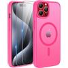 TQIAHF Magnetica Cover per iPhone 15 Pro con 2 Pellicola Vetro Temperato Protezione Schermo Compatibile con Magsafe Case Militare Antiurto Opaca Telefono Custodia per iPhone 15 Pro,Rosa Rossa