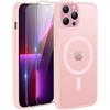 TQIAHF Magnetica Cover per iPhone 13 PRO Max con 2 Pellicola Vetro Temperato Protezione Schermo Compatibile con Magsafe Case Militare Antiurto Opaca Telefono Custodia per iPhone 13 PRO Max,Rosa