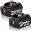 Amoresbat 2 Pezzi 10.0Ah/10000mAh Ricambio per Makita Batteria 18V per BL1860B BL1850B BL1850 BL1860 BL1845 BL1840 e LXT-400 con indicatore LED