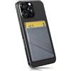 MyGadget Portafoglio per Smartphone X 1 Tasca & Finger Holder - Protezione RFID e NFC - Porta Carte di Credito Cuffie o Soldi - Wallet per Cellulare da incollare - Grigio