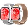CHANRASI 2 Pezzi Cinturino Compatibile con Huawei Watch Fit 5/Fit 5 Pro/Fit 4/Fit 4 Pro/Fit 3 Donne Uomini,Bracciale Cinturino Magnetico di Ricambio in Metallo Acciaio Inox Argento/Rosa Oro