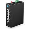 MokerLink Switch industriale DIN Rail a 10 porte, 8 porte 100 Mbps, 1 Gigabit Ethernet e 1 SFP uplink, DIN Rail & Wall Mount