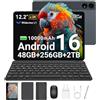 TABWEE Android 16 Tablet con tastiera, tablet da 12 pollici, 48 GB+256 GB, 10000 mAh, 16 MP+8 MP, 1600 x 2400 QHD+, Widevine L1, Gemini AI, GPS incorporato, tablet 4G LTE (garanzia di 4 anni)