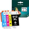 EVOKE 912 XL Inchiostro compatibile con HP 8010 8012e 8013 8014 8014e 8020 8022e 8024e 8025e (kit CMYK) 3300 pagine 51.7 ml
