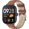 CHANRASI Cinturino compatibile con Xiaomi Redmi Watch 6/5/4,cinturino in pelle di ricambio per uomini donne,cinturini di ricambio per Mi Band 9 Pro/Mi Band 8 Pro Marrone Nero