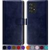 SUANPOT Cover per Samsung Galaxy A52 4G/5G/A52S 5G Blocco RFID Portafoglio Slot CarteSupporto Cellulare Magnetica custodia Pelle Sintetica Cover per Samsung Galaxy A52/A52S Blu