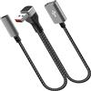 HENYGEN Cavo sdoppiatore USB ad angolo di 90 gradi per ricarica rapida e trasferimento dati, compatibile con computer portatile e auto, cavo splitter USB angolato da 25 cm