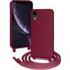 FERLAN Custodia per iPhone XR Cover con Cordino,Rosso Silicone Antiurto TPU Morbido Case Corda Collana Necklace Regolabile Stylish con Catena Ultra Sottile Cover per iPhone XR,Rosso