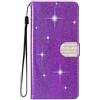 SEHEYA Cover per Samsung Galaxy S26 Custodia Portafoglio a Libro Brillantini Diamante Fibbia Chiusura Magnetica Borsa Glitter PU Pelle Porta Carte Cavalletto Caso, Viola Chiaro