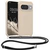 kwmobile Custodia Compatibile con Google Pixel 10 / Pixel 10 Pro Cover - Back Case in Silicone TPU - Protezione Smartphone con Cordino - crema