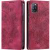 CASEONJAN Cover per Oppo A52 / Oppo A72 / Oppo A92, Pelle PU Custodia a portafoglio con scomparti per Slot Schede, Antiurto Flip Caso Cover per Oppo A52 / A72 / A92 (Vintage Rosso)