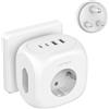 JSVER Adattatore da Viaggio JSVER per India con 4 porte USB,Adattatore cubo con presa indiana,adattatore da viaggio di tipo D per India,Adattatore di Alimentazione da viaggio a 3 vie perIndia (Bianco)