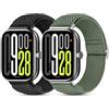 CHANRASI 2 Pezzi Cinturino Compatibile con Xiaomi Redmi Watch 6/5/4 Uomini Donne,Regolabile Sportiva Nylon Elastico Cinturino per Mi Band 9 Pro/Mi Band 8 Pro