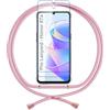 ANFAIRLACE Cover Cordino Compatibile con Honor X7a, Custodia Collana Vetro Temperato Trasparente TPU Morbido Silicone Regolabile Antiurto Case, Rosa