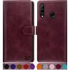 SUANPOT Cover per Huawei P30 Lite Blocco RFID Portafoglio Slot CarteSupporto Cellulare Magnetica custodia Pelle Sintetica Cover per Huawei P30 Lite Vino Rosso