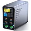 Puiseno Caricatore USB C 165 W 6 porte (4C + 2 A), alimentatore rapido GaN, con display LCD, caricabatterie PD 140 W, compatibile con MacBook Pro/Air, iPhone 17/16/15, Galaxy S25, ecc