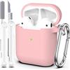 MHYALUDO Custodia per Airpods 1a/2a generazione (2016/2019),Custodia protettiva in morbido silicone per Airpods 1a/2a con LED visibile sulla parte anteriore,con kit di pulizia,Rosa sabbia