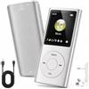 Amztour Lettore MP3 MP4 con cuffie portatile, lettore musicale MP4, MP3, Music Player con schermo LCD da 1,8 pollici, suono Hi-Fi, radio FM e registrazione, per studio, sport, con cavo di ricarica (bianco)