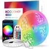 Koopower Striscia LED da 15 m, Bluetooth RGB, con telecomando a infrarossi e tramite app, dimmerabile, striscia luminosa a LED colorata, per feste, cucina [classe energetica A++]