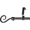 Gardinia Asta per Tende Hook, Set Completo, Materiale di Fissaggio Incluso, Metallo, Lunghezza 130-240 cm, Nero