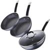 MasterPRO Set di 2 padelle Ø20Ø24 cm + Wok Ø28 cm in alluminio forgiato adatte all'induzione colore grigio MasterPRO