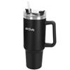 AKTIVE Bicchiere termico in acciaio inossidabile, 1,2 l, nero, misura 15 x 10 x 27 cm, tappo ermetico anti-perdite, incorpora cannuccia, manico ergonomico, senza BPA, base antiscivolo, bottiglie