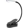 Amnossi Lampada da lettura pinza per libri, lampada per libri con 7 LED, 3 modalità di temperatura colore, lampada con pinza a luminosità continua, luce pinza ricaricabile USB, flessibile a 360°