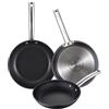 MasterPRO Set di 3 padelle Ø24Ø28Ø30cm in alluminio forgiato adatte all'induzione colore nero FOODIES MasterPRO