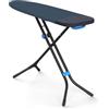 Joseph Joseph Glide Plus Asse da stiro 130x38 cm, piedini regolabili compatti e poggiaferro a vapore integrato resistente al calore Advance, antigoccia, rivestimento in cotone assorbente, nero/blu