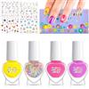 HHEETTT Smalti Bambina,4 Pezzi Smalto per Bambini Set Smalti Peel-Off a Base Acqua,Smalto per Unghie Con Glitter Rosa, Ad Asciugatura Rapida, Perfetto per Regali Di Compleanno