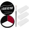 BOBISUKA Pittura per Viso Nero Bianco Rosso + 3 Spugne + 1 Pennello, Trucco Teatrale, Body Painting per Halloween, Carnevale, Clown, Effetti Speciali