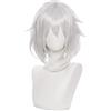 maysuwell Parrucca cosplay Anime Parrucca capelli corti Bianco Silver per Comic Con, spettacolo Cosplay, Halloween