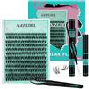 AMZGIRL LASH Violet 144 Ciglia Cluster Wide Stem, D Curl 8-18mm
