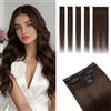 MY-LADY Extension Clip Capelli Veri 5PCS (4 Clip Singoli + 1 Clip Triplo) #02 Marrone Scuro, Extension Capelli Umani Clip con Base Lace per Volume Naturale 38g 30cm