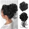 XFSRG 2 Pezzi Chignon Finto per Capelli Riccio Ondulato Chignon Facile Elastici Chignon Finti Sintetica Spessi Updo per Donne Ragazze (Nero)
